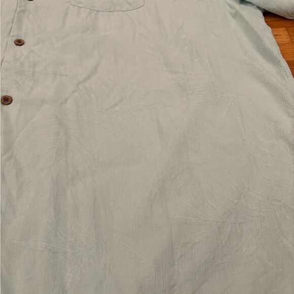 Tommy Bahama 100% Silk Light Green Mint Palm Leaves Short Sleeve Button Down - Picture 4 of 5